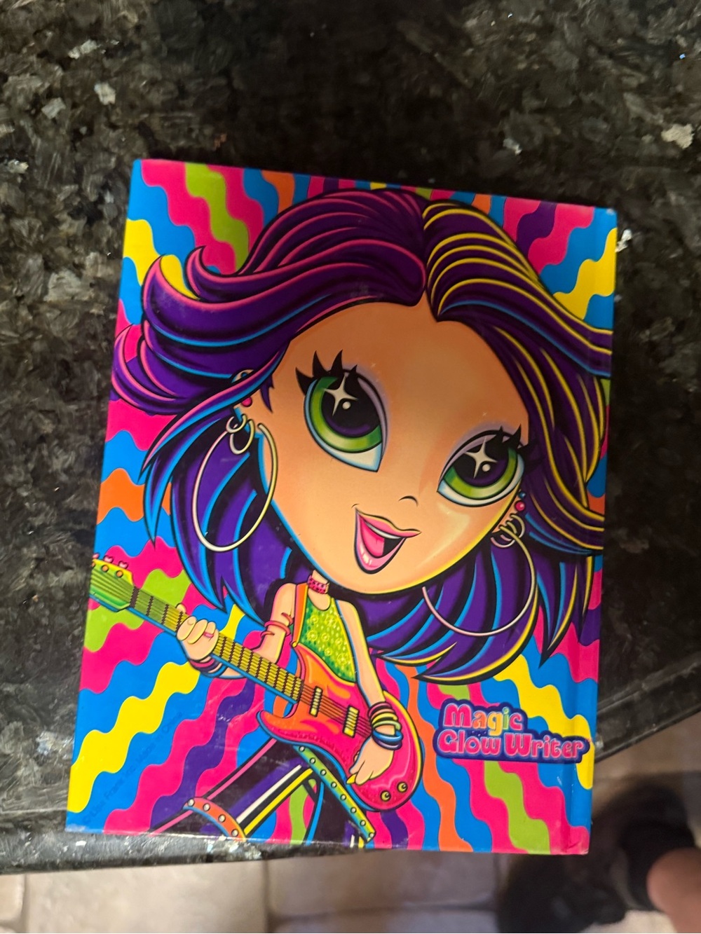 Lisa Frank Neon Guitar Girl Sketchbook - Purple, Pink, Green, Blue, Yellow